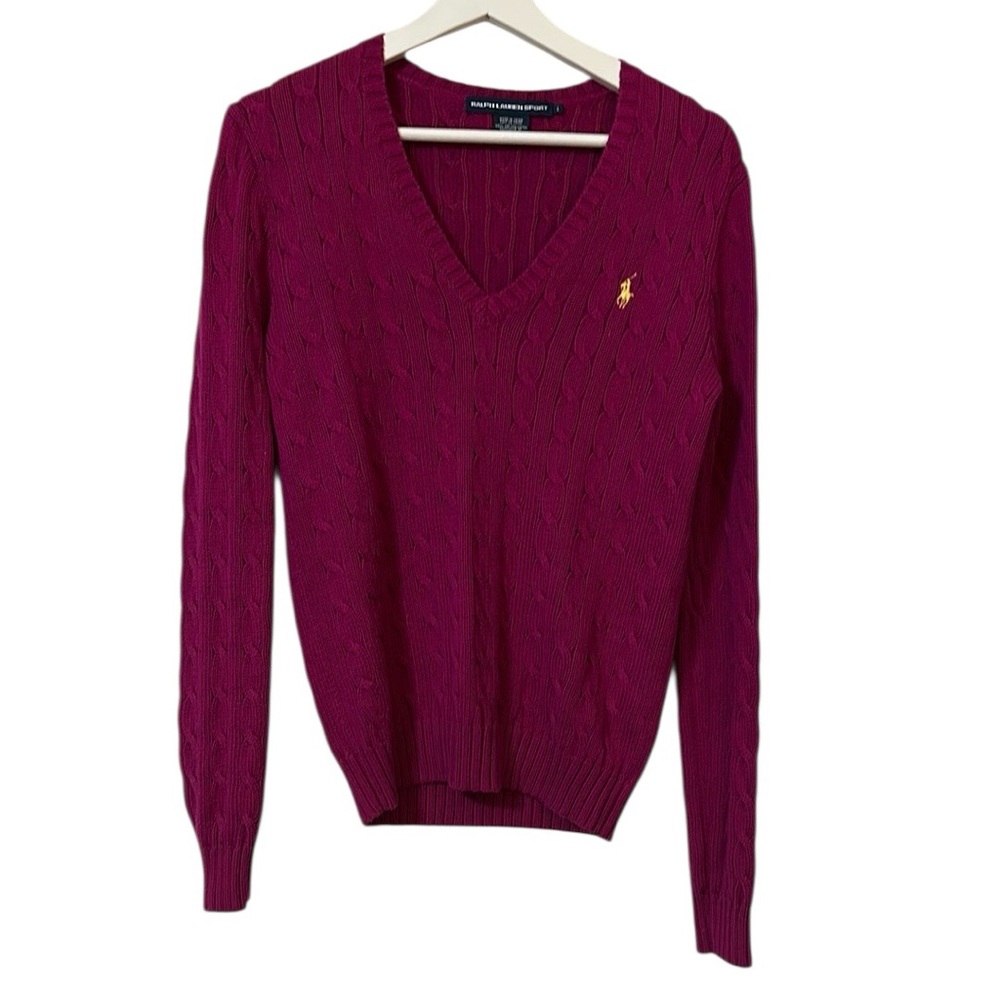 Ralph Lauren Women's Pink V-Neck Sweater